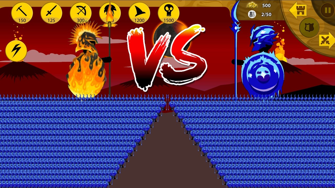 STICK WAR LEGACY | Army 9999 Spearton Pyro VS Army 9999 Spearton Ice🔥EPIC BATTLE
