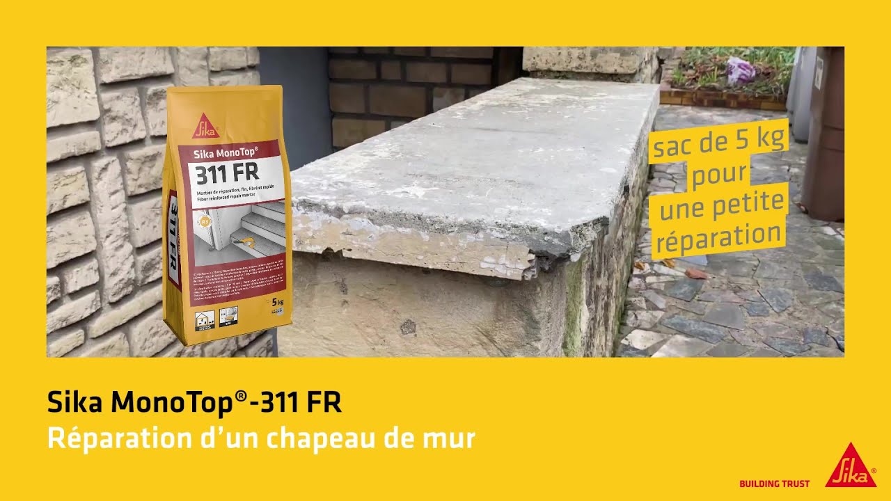 Réparation d'un chapeau de mur avec Sika MonoTop®-311 FR