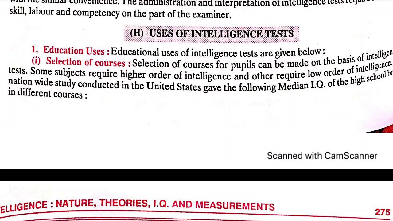 Uses and Limitations of intelligence tests