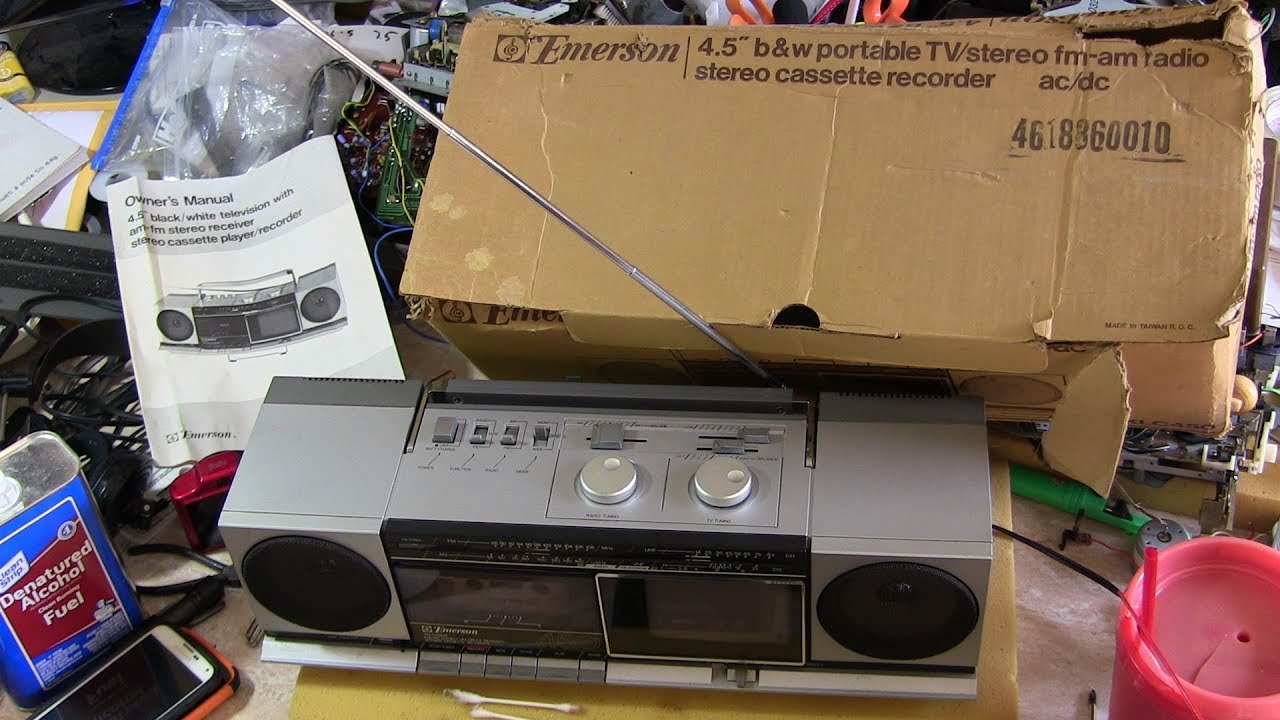 Emerson XLC-450 4.5 B&W TV deck new belts play radio cassette Sold