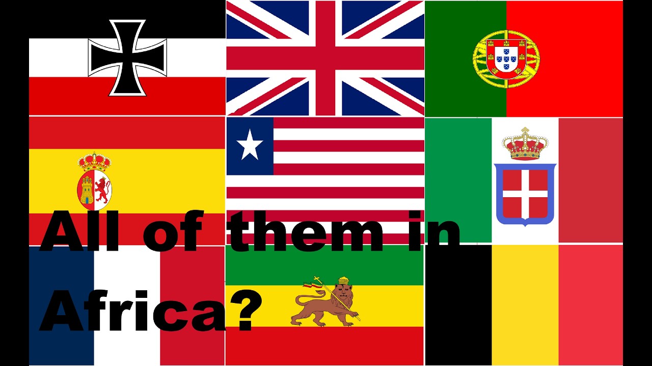 Drawing African colonies with flags 1914