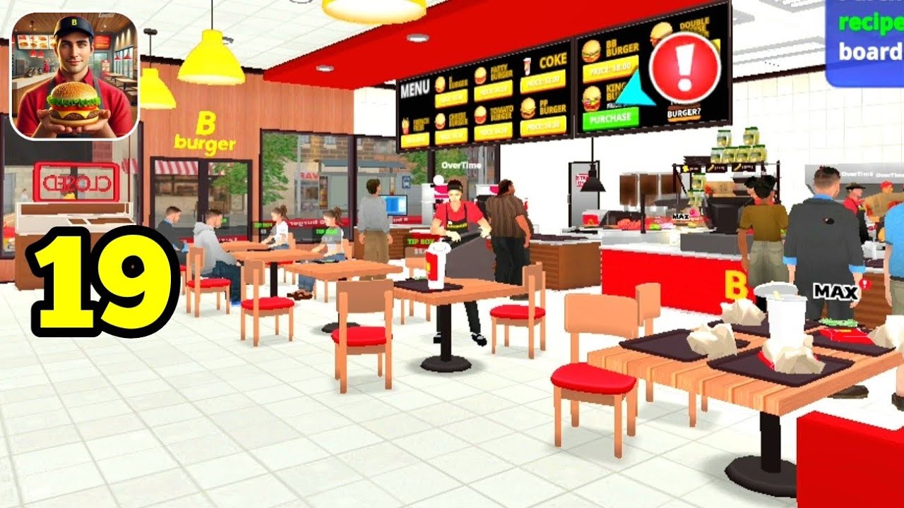 Burger🍔🍟Simulator. NEW Updates, Hire Cleaner, Buy New Tables, Orders Foods And Serve For Customers.
