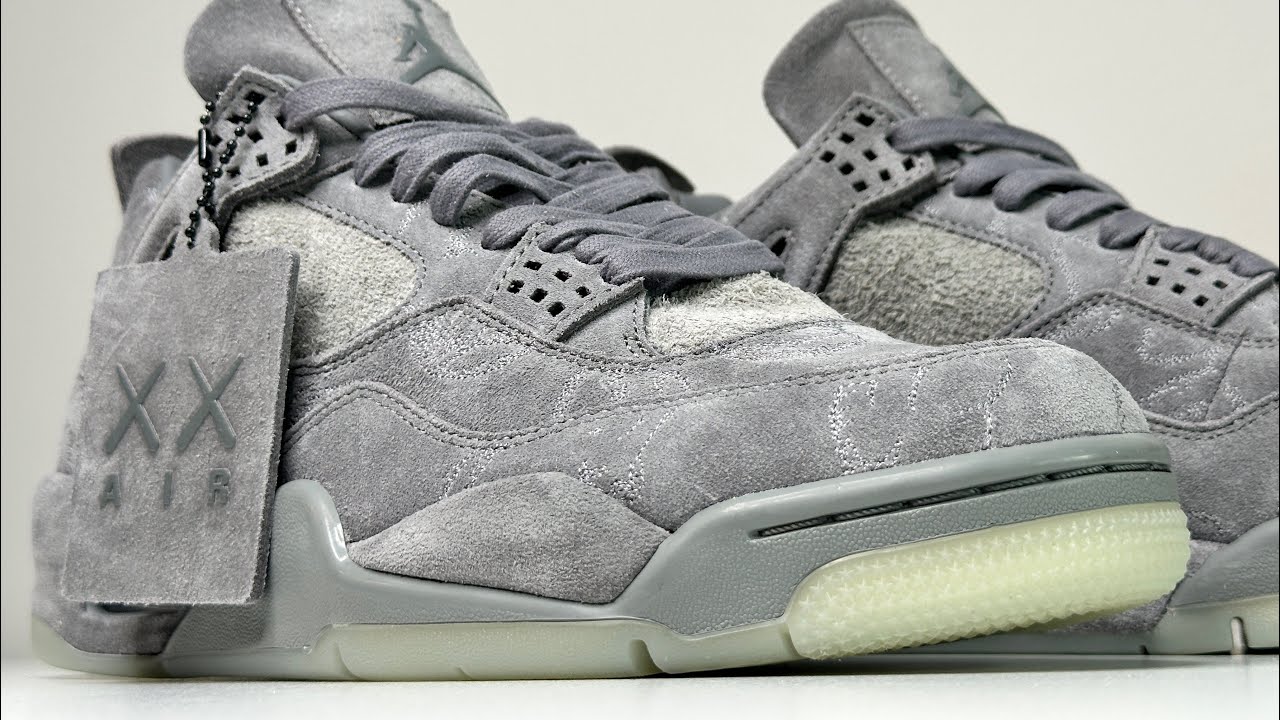 AIR JORDAN 4 KAWS GREY DONE RIGHT **WITH ON FOOT**