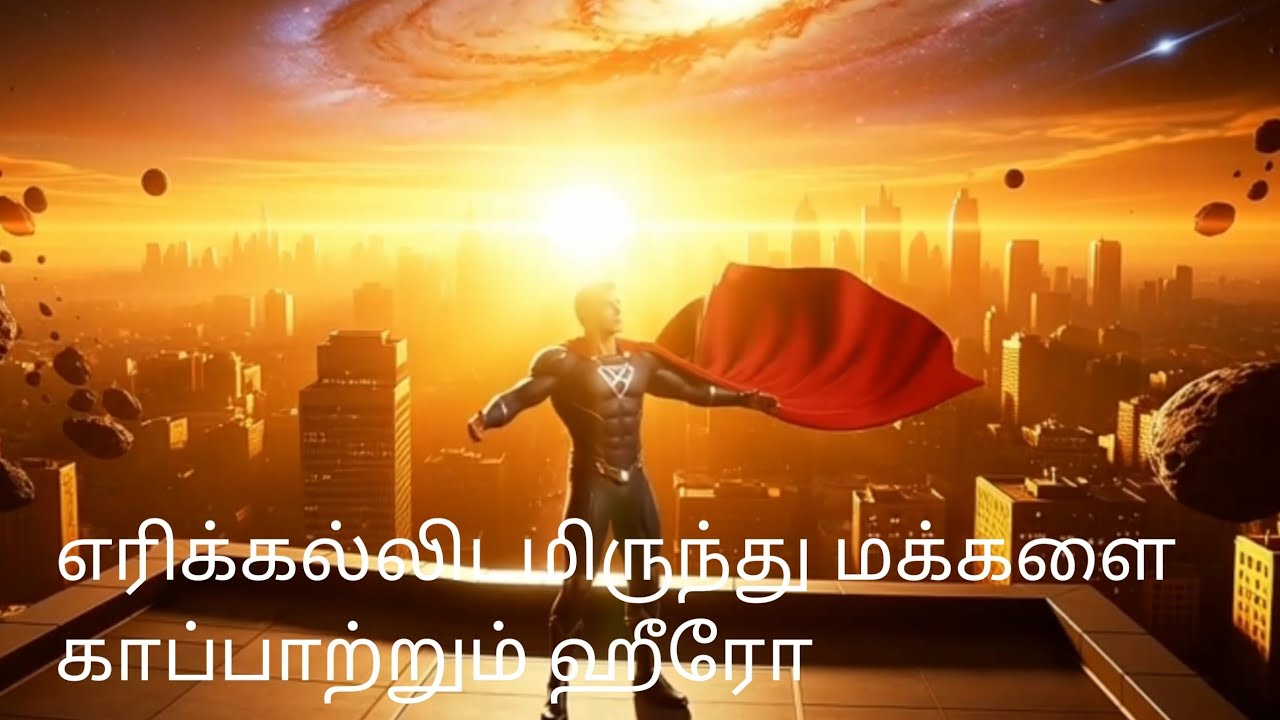 எரி கல்லிடமிருந்து மக்களை காப்பாற்றும் ஹீரோ 