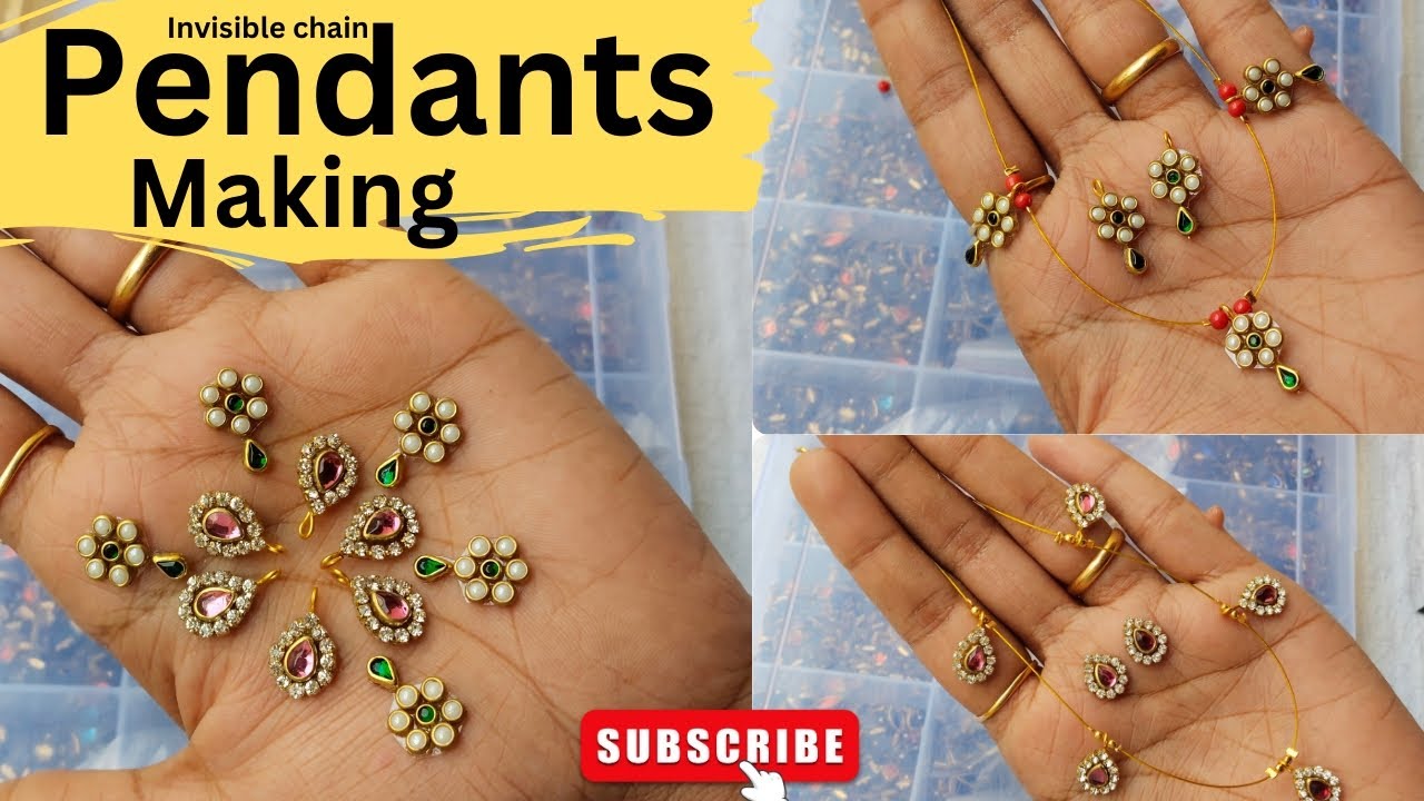 Trending invisible chains pendants making 🫨| Invisible chains collection✨ #youtube #handmadejewelry