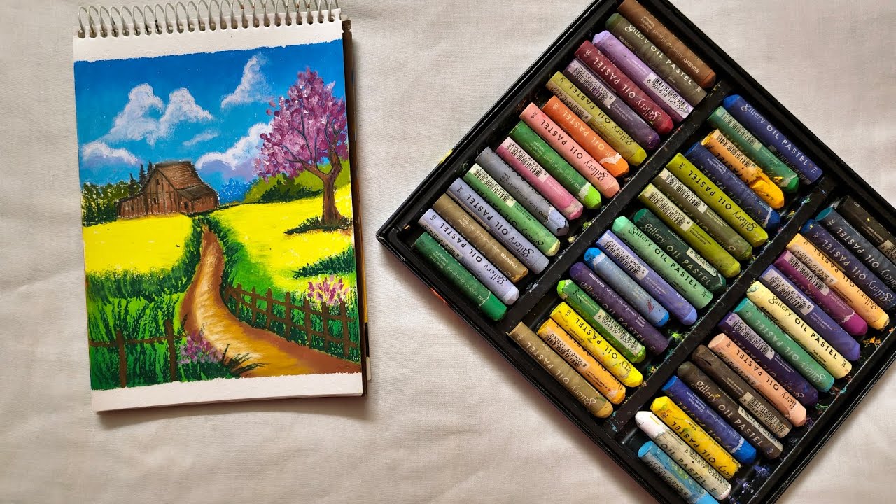 Village Scenery in 15 Minutes I Easy Oil Pastel Painting for Absolute Beginners