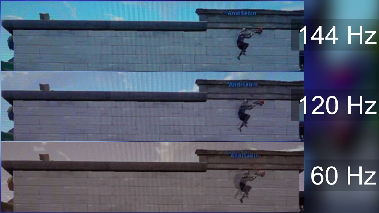 [Slow motion] 144 Hz vs 120 Hz vs 60 Hz - Fortnite