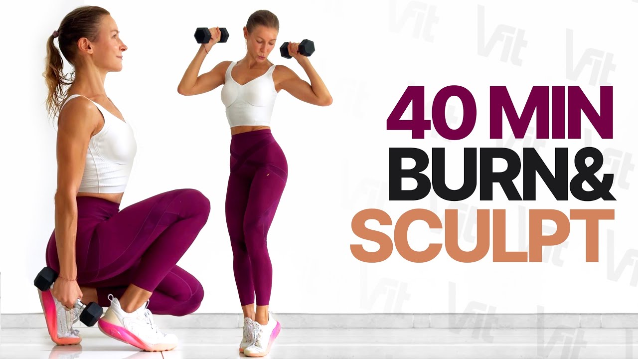 40 MIN FULL BODY CARDIO BURN x SCULPT HIIT Workout | At Home | Strength With Dumbbells