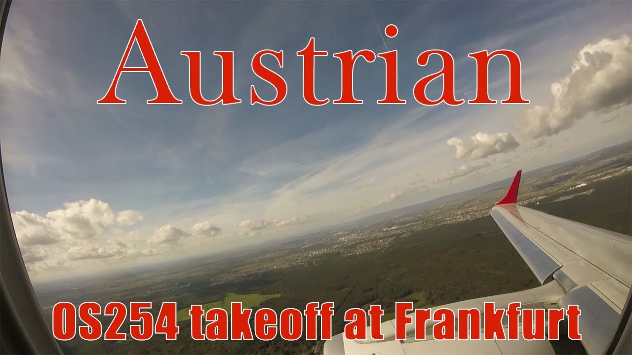 Austrian Airlines Embraer 195 onboard takeoff at Frankfurt Airport | OS254