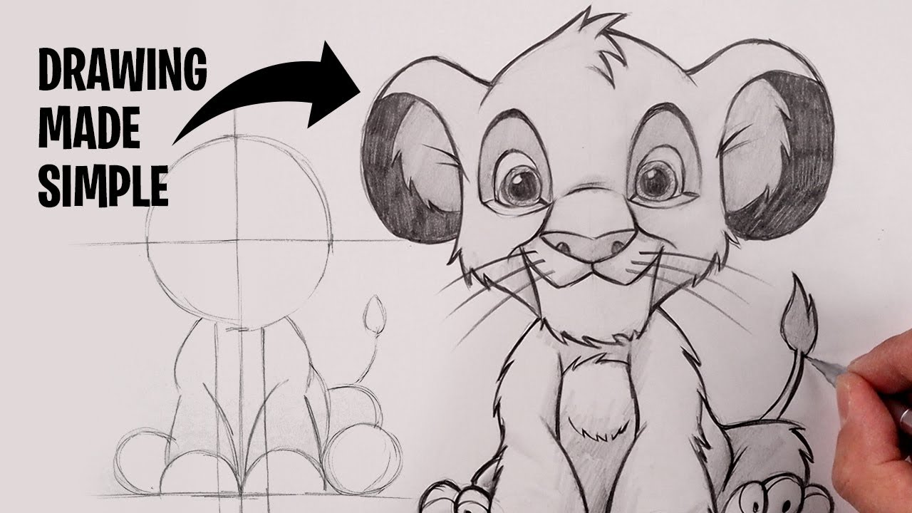Easy Step-by-Step Tutorial: How to Draw Simba from The Lion King 🦁✏️ Sketch Tutorial