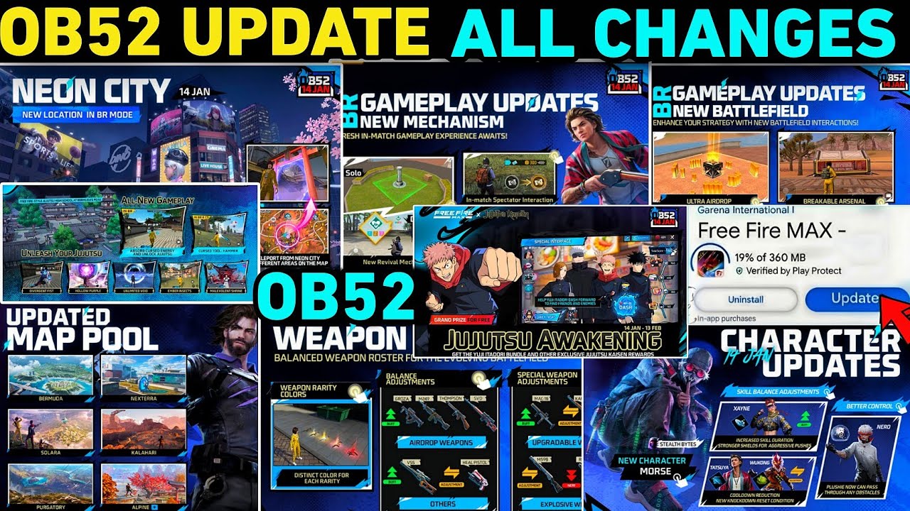 Ob52 New Update 🔥 ALL Changes 🤯 Kya kya aaya Hai in Free Fire | FF NEW EVENT UPDATE GARENA FREE FIRE