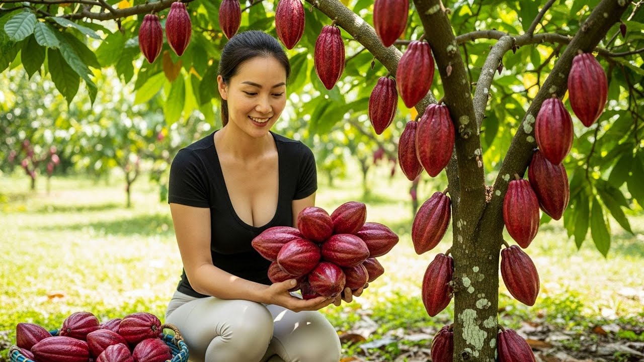 TIMELAPSE – Harvesting Many Cocoa Fruit, Dragon, Lychee & Many Other Fruits...| Cooking & Daily Life