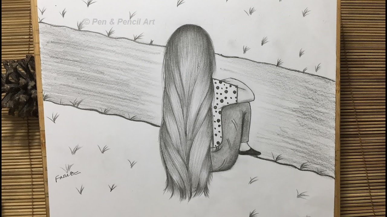 How to Draw a Girl with Long Hair // Alone Girl Drawing // Step by Step Pencil sketch