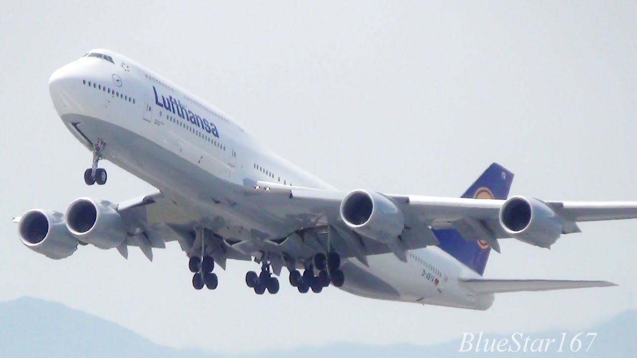 [1st 747-8I at Osaka] Lufthansa Boeing 747-8I (D-ABYR) takeoff from KIX/RJBB (Osaka - Kansai) 06R