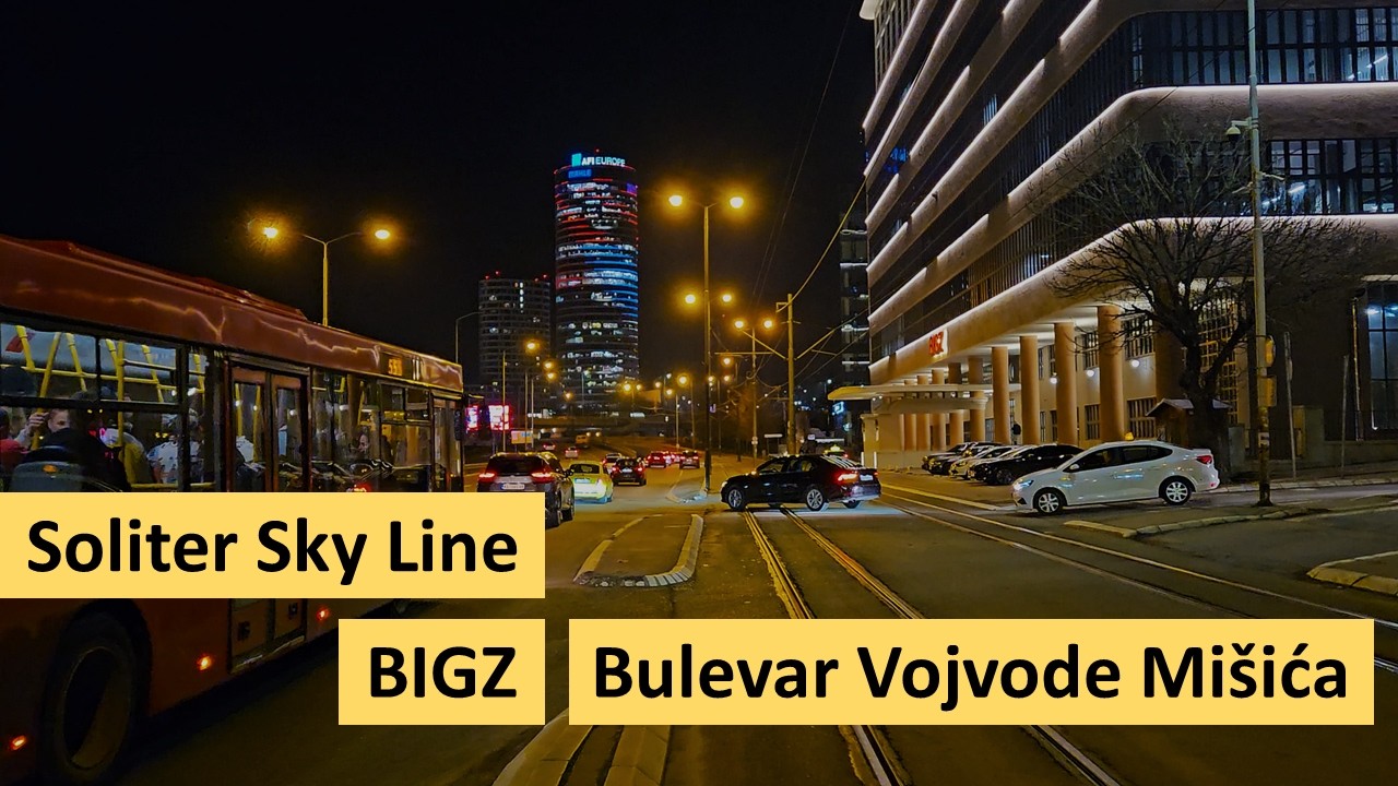Šetnja bulevarom Vojvode Mišića preko BIGZ-a do solitera Sky Line