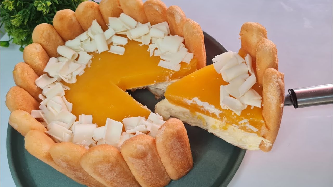 حضري طورطة راقية في دقائق معدودة ، بدون فرن ولا جيلاتين (شاغلوت البرتقال🍊) .Charlotte à l'orange 🍊