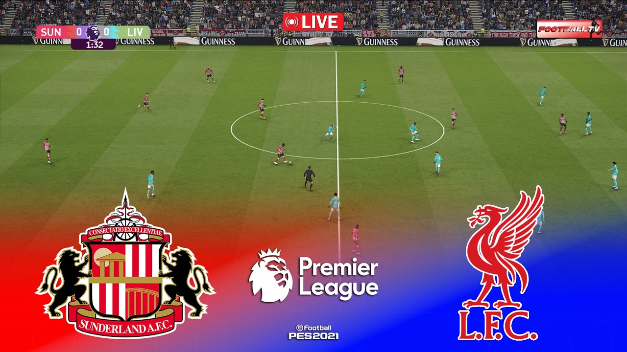 🔴LIVE : Sunderland vs Liverpool - Premier League 2025/26 Match | Pes 21 Gameplay Simulation