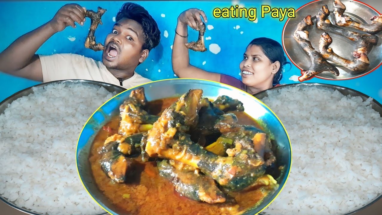 eating show | village unique full mutton paya curry cooking eating | mukbang mutton rice