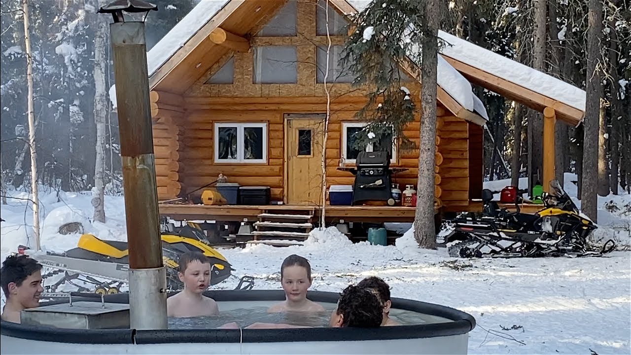 Spring Break in Alaska with our DIY Wood Fired Hot Tub at our remote Alaskan Log Cabin PT. 2