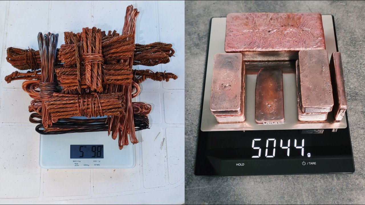 Recyclage Cuivre 5,1kg, avec des câbles de terre 35mm², 25mm² et 16mm², fonderie ENRICK WORKS