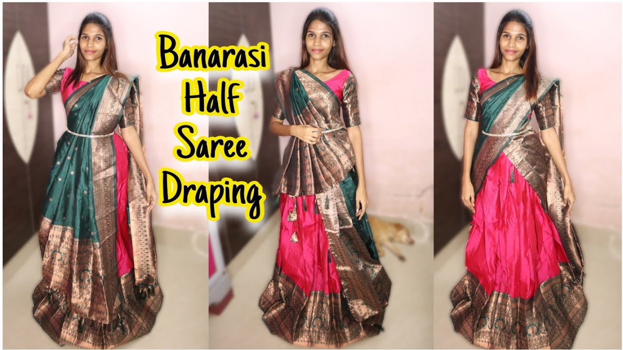 Banarasi Half saree Draping in Different ways in Tamil | Half Saree Draping in Tamil | Shalu Swthrt