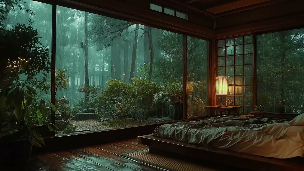 🌧️ Piano Rain Sound | Quiet Bedroom Rainy Day | 3 Hours Relaxing Sleep Stress Relief Study Work