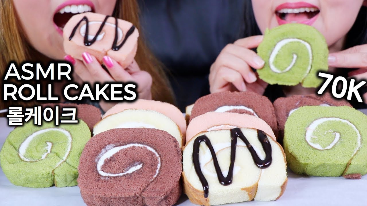 ASMR EATING SWISS ROLL CAKES 롤케이크 리얼사운드 먹방 | Kim&Liz ASMR