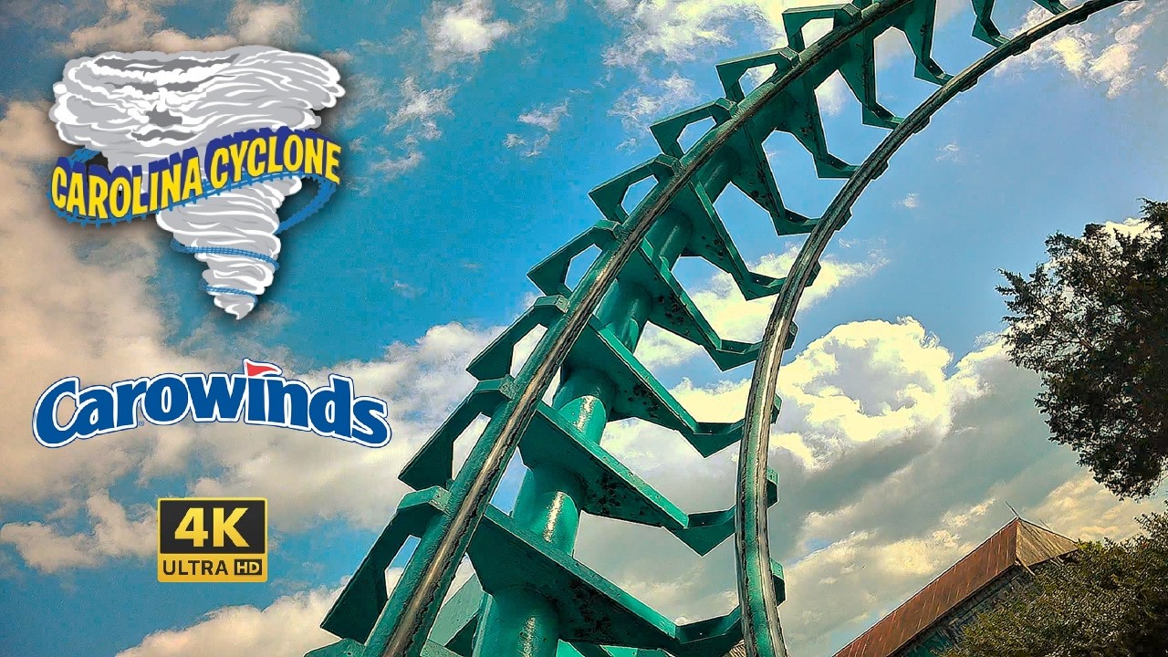 Carolina Cyclone Front Row 4K On-Ride POV Carowinds NC