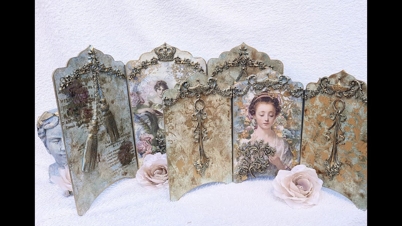 Anleitung Vintage Triptychon / Paravent - Instructions Vintage Triptych / Screen