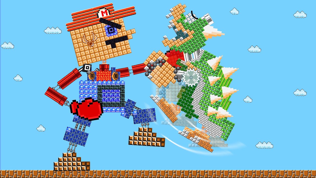 Crazy Mario Bros : Giant Robo Mario Vs Giant Robo - BOWSER mix level up | Game Animation