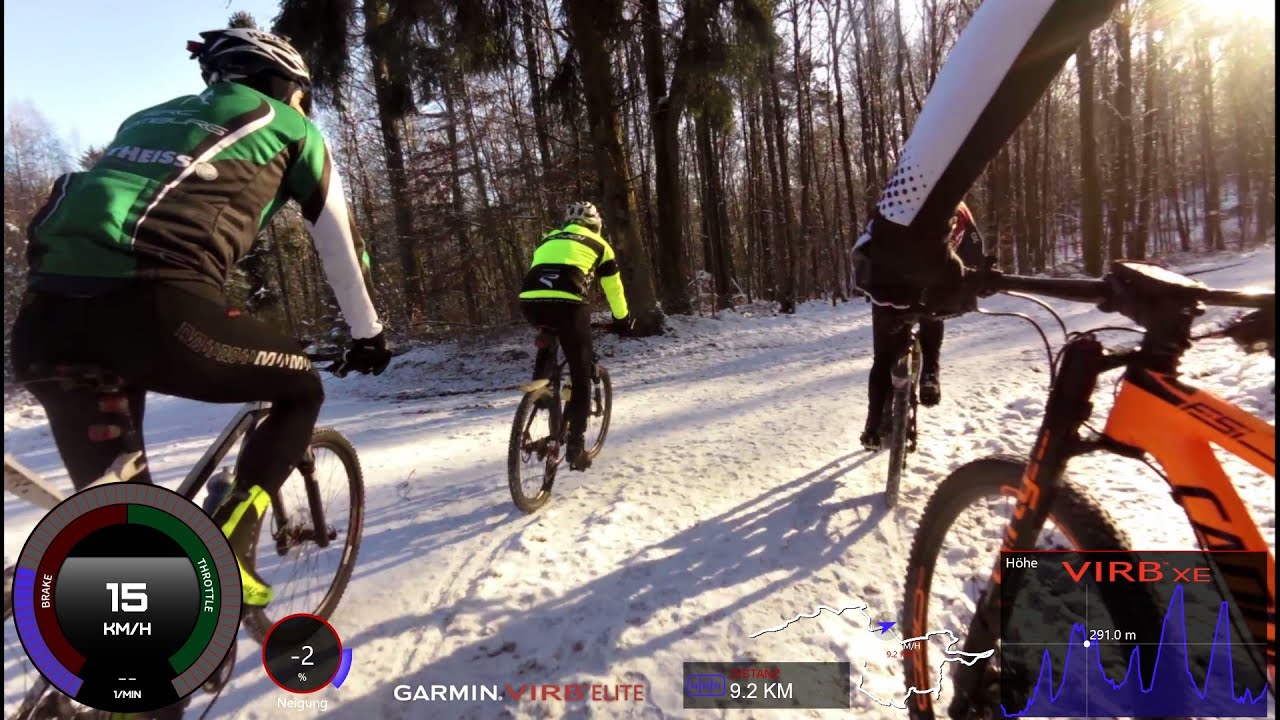 Winter Mountain Bike Cycling Video for Indoor Training 60 Minute Garmin Camera