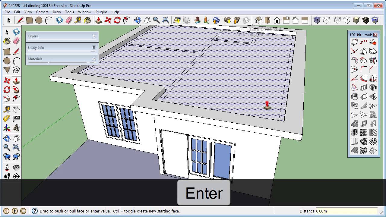sketchup 8 1001bit free rumah model 140228   #7 membuat atap