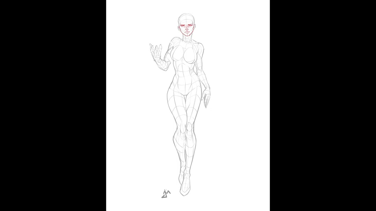 How to Draw: Female Standing Holding Hand Up Timlapse