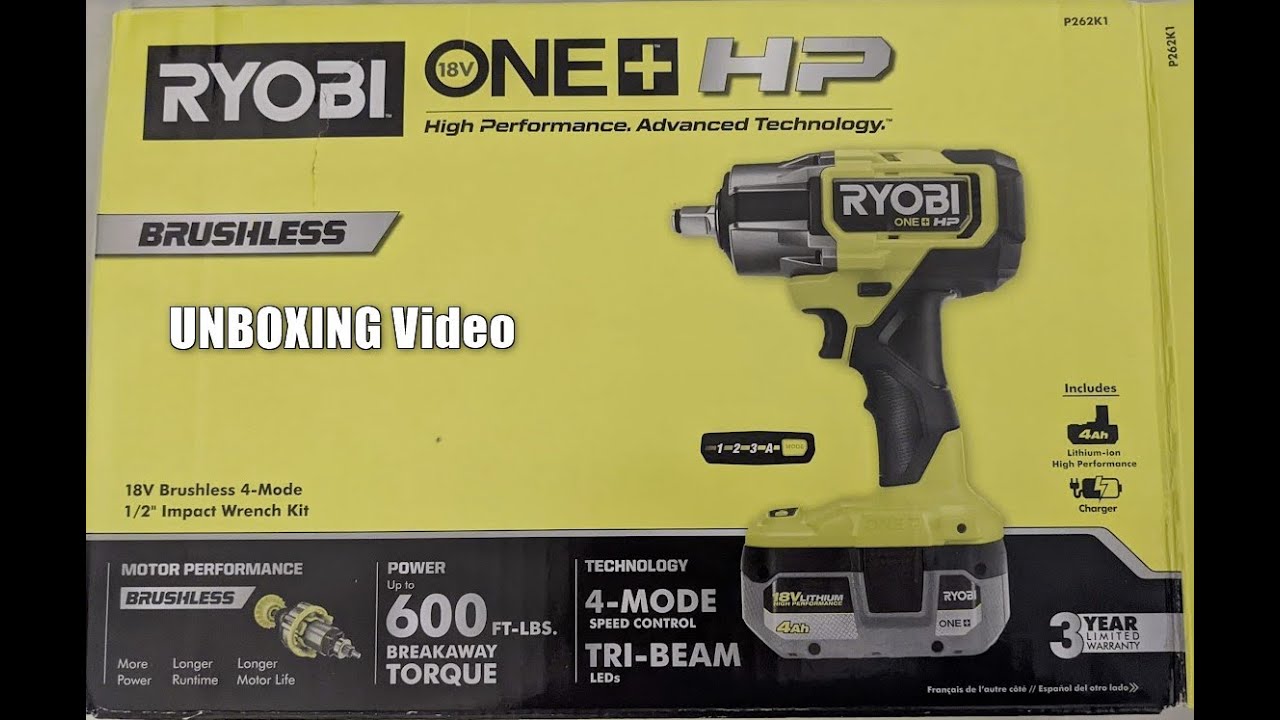Ryobi P262 impact wrench unboxing