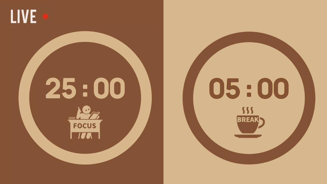 🔴 24/7 Brown Noise Pomodoro Timer | 25/5 Study With Me | ADHD Friendly｜ブラウンノイズポモドーロタイマー