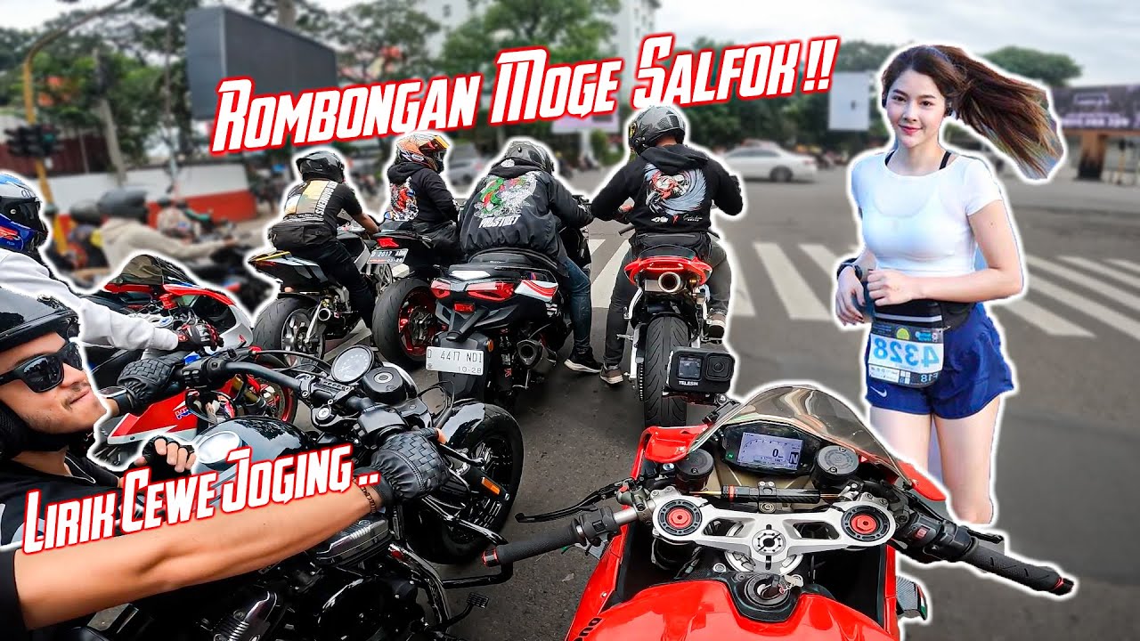 Salfok Cewe Joging! Squad Moge Barbar Bikin Panigale Kepanasan | RSV4 1199 Harley