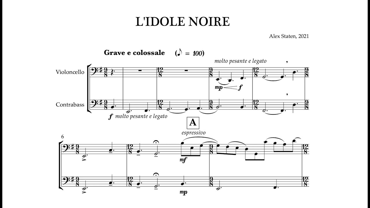 The Black Idol (for cello and contrabass) [score]
