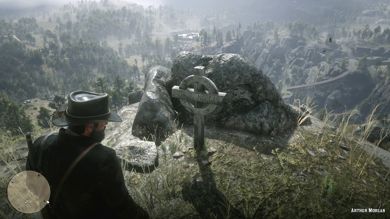 Red Dead Redemption 2 - John Visits Arthur's Grave & Annoys Mediating Monk (Easter Egg)