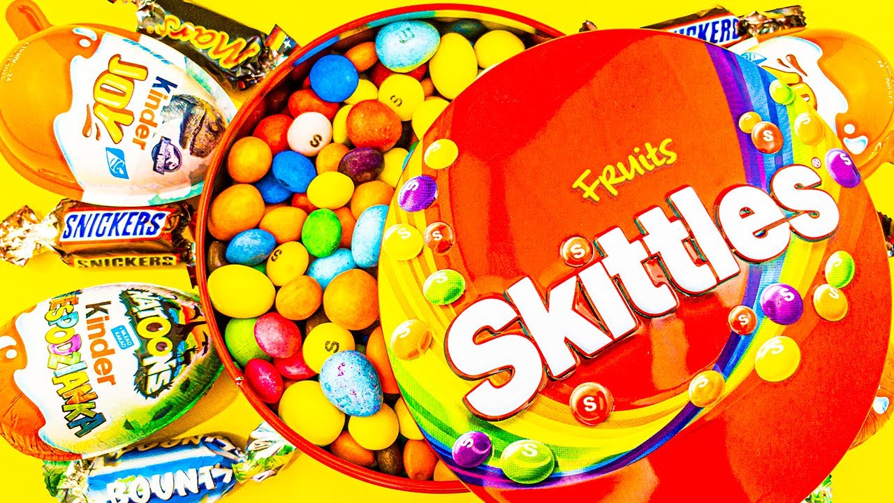 Satisfying ASMR Video | Magic Skittles Candy Mixing in Skittles BathTub With Kinder Joy Balls