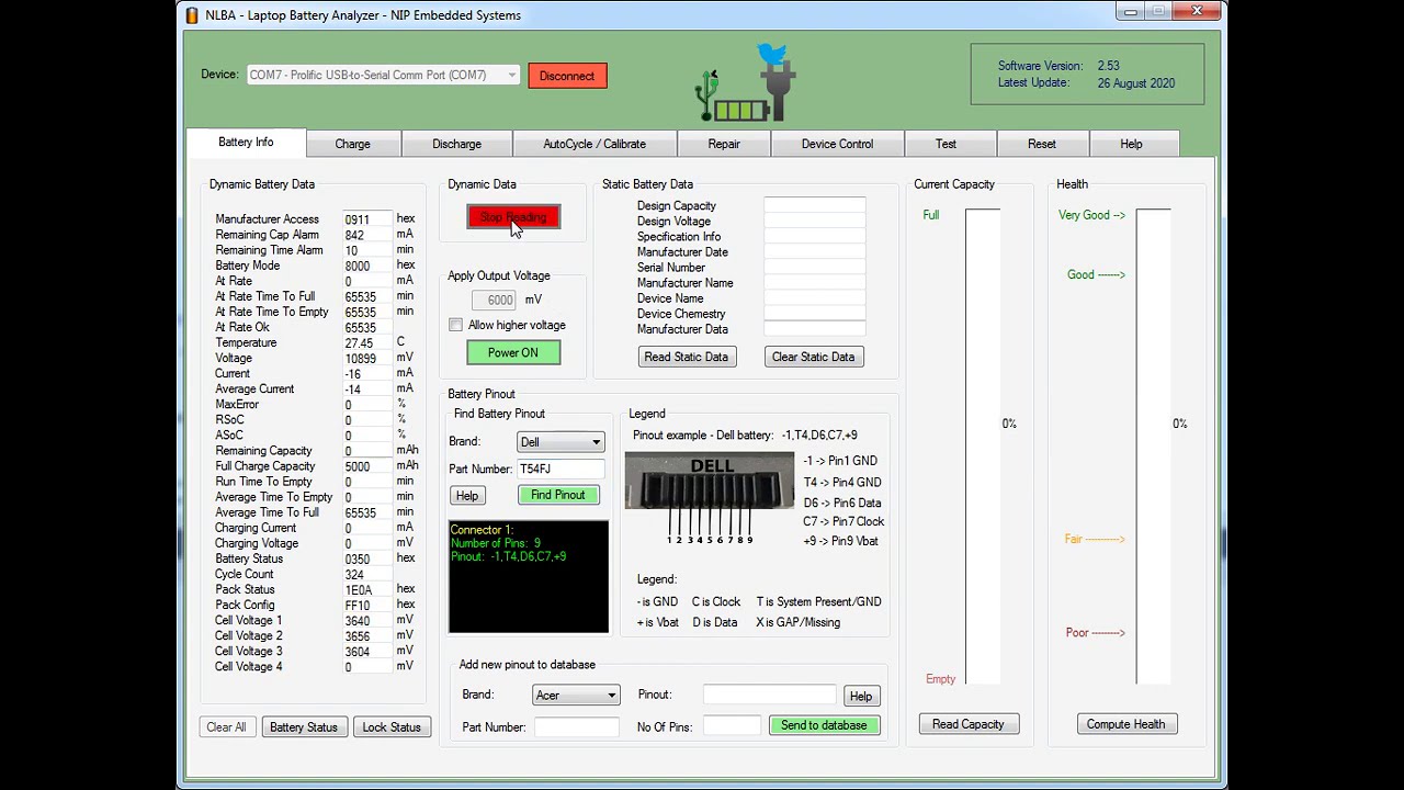 Laptop Battery Repair NLBA - Reset BQ8030 Sanyo - Find Battery Pinout