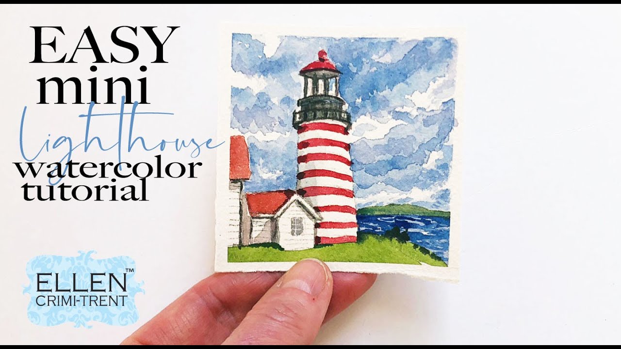 EASY lighthouse watercolor painting tutorial / Mini Monday Madness
