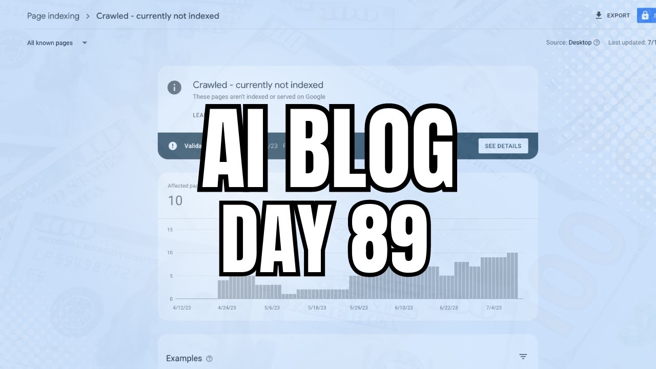 Using ChatGPT to Fix Crawled - Currently Not indexed Posts: Day 89 AI Blogging