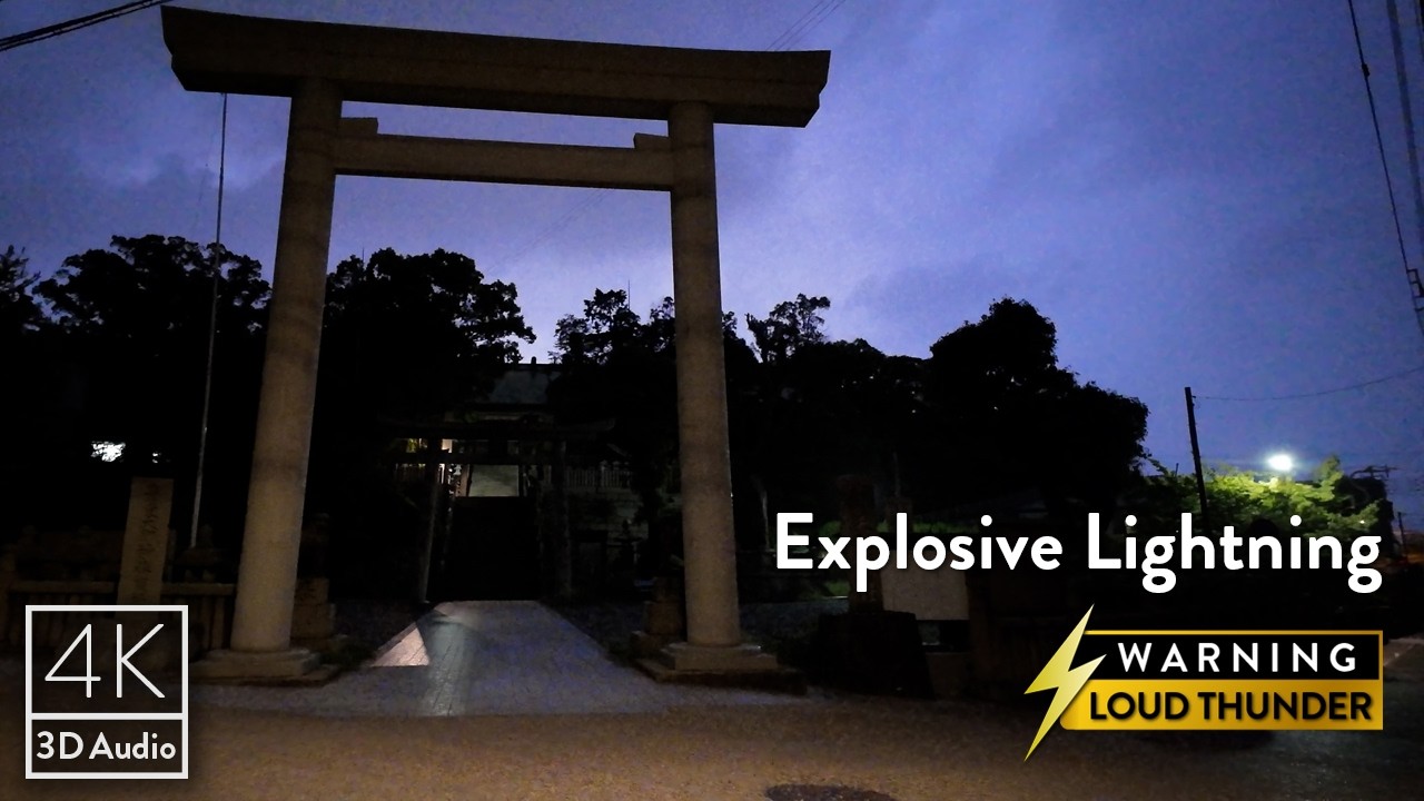 Terrifying Thunderstorm in Japan | Night Walk with Explosive Lightning and Heavy Rain | 4K ASMR