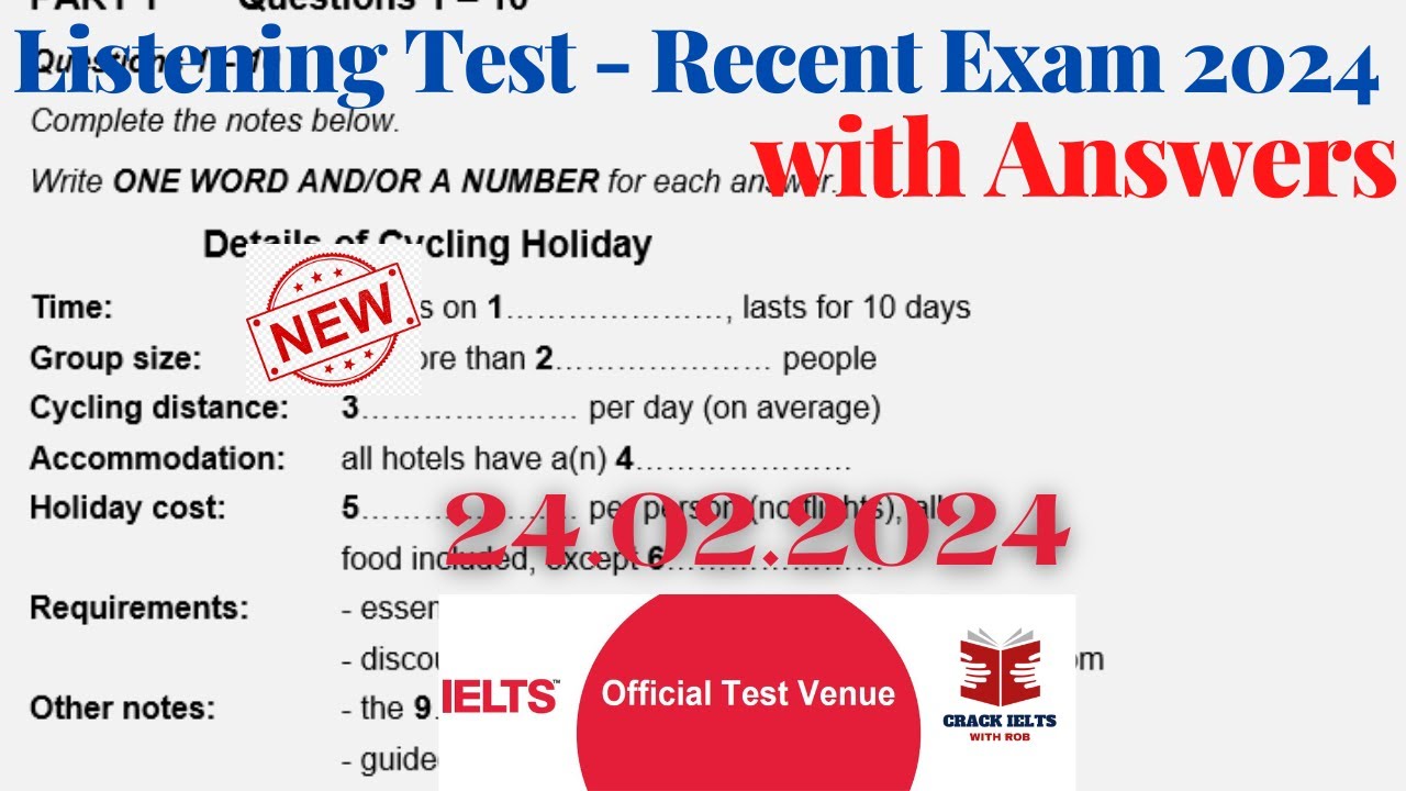 IELTS Listening Actual Test 2024 with Answers | 24.02.2024