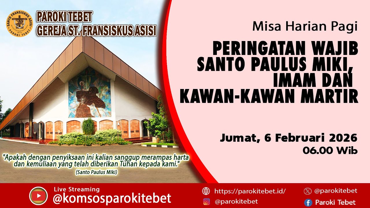 Misa Harian Pagi - Peringatan Wajib Santo Paulus Miki, Imam dan Kawan-Kawan  Martir