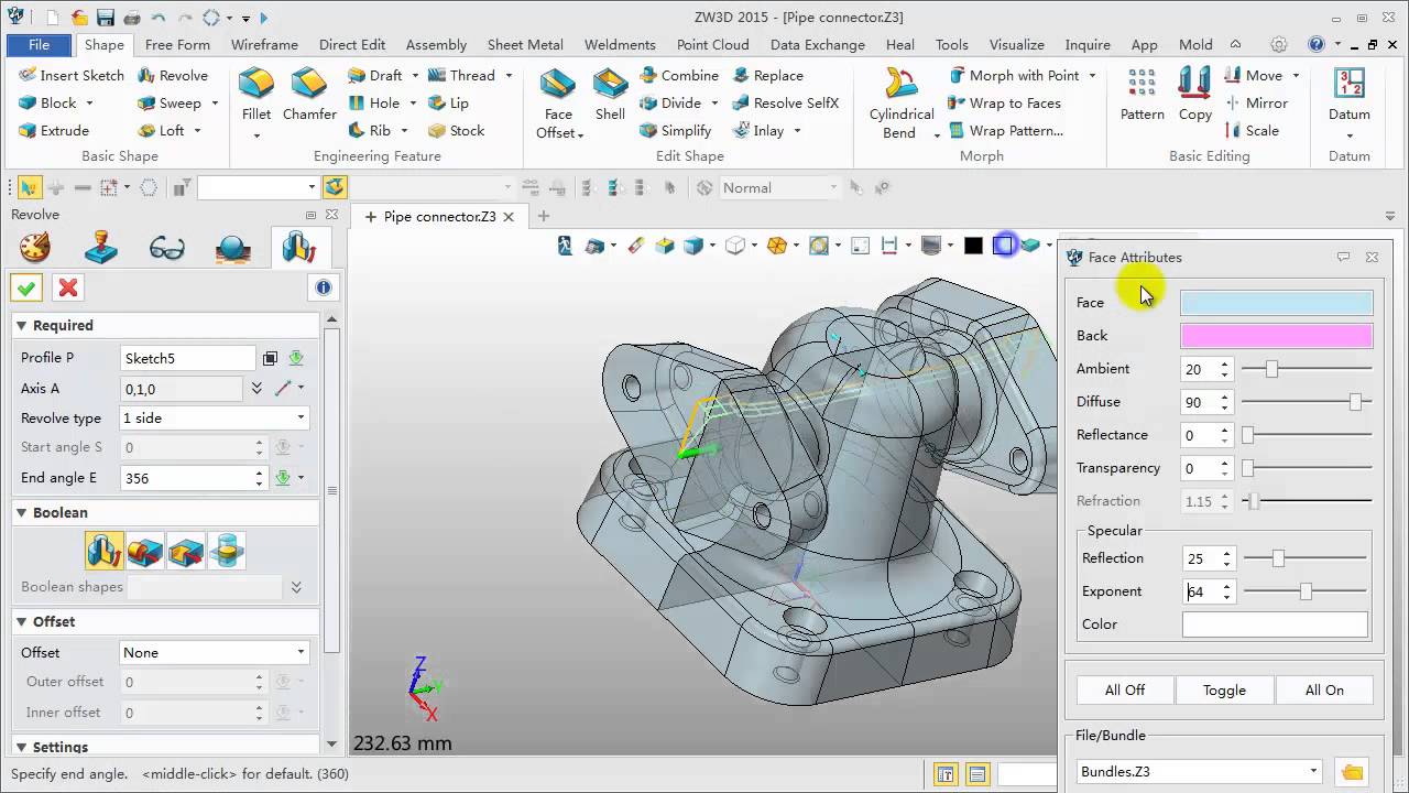 ZW3D Tutorial Shape - Pipe connector