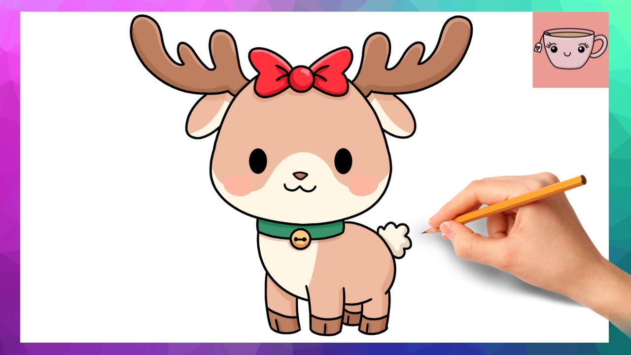 How To Draw Cute Reindeer - Christmas Art | Easy Drawing Tutorial