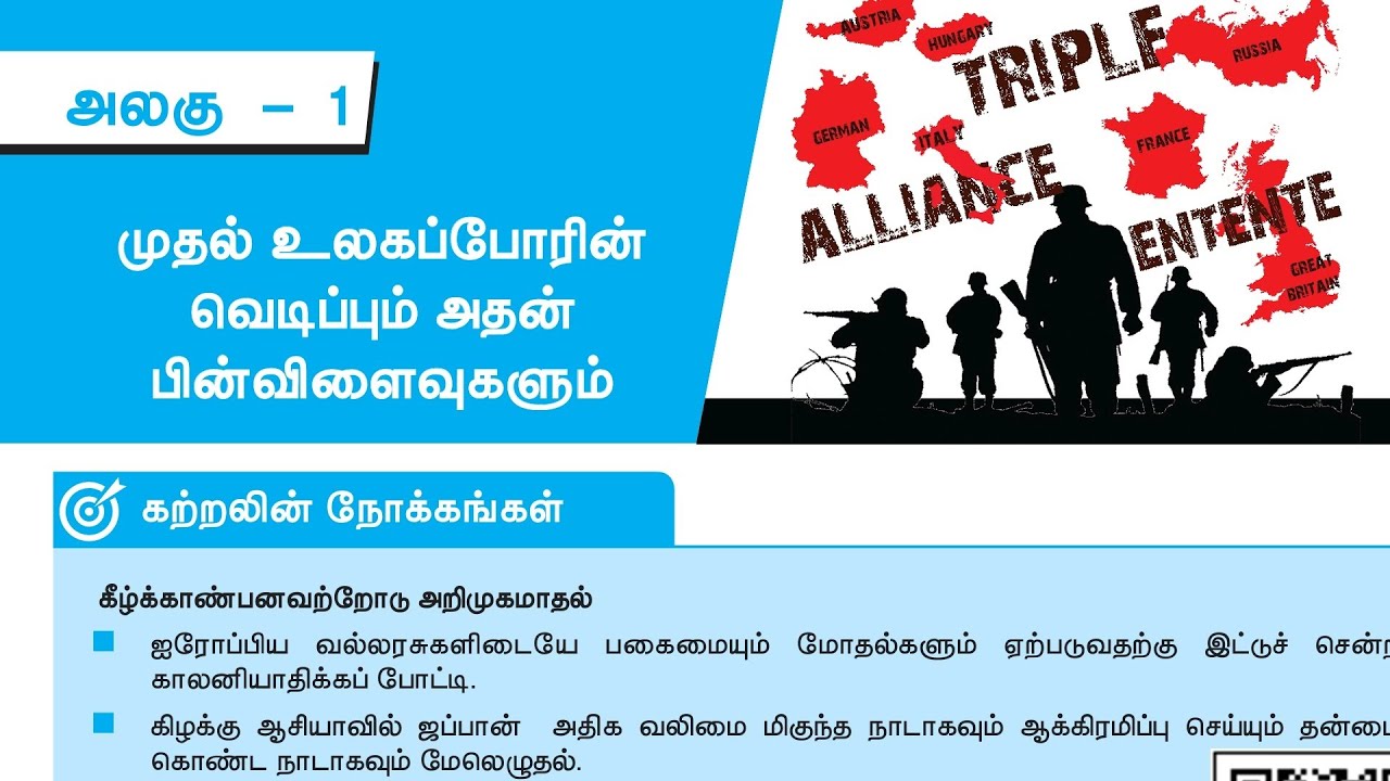 10th New History Book | அலகு - 1 | முதல் உலகப்போரின் வெடிப்பும் அதன் பின்விளைவுகளும்