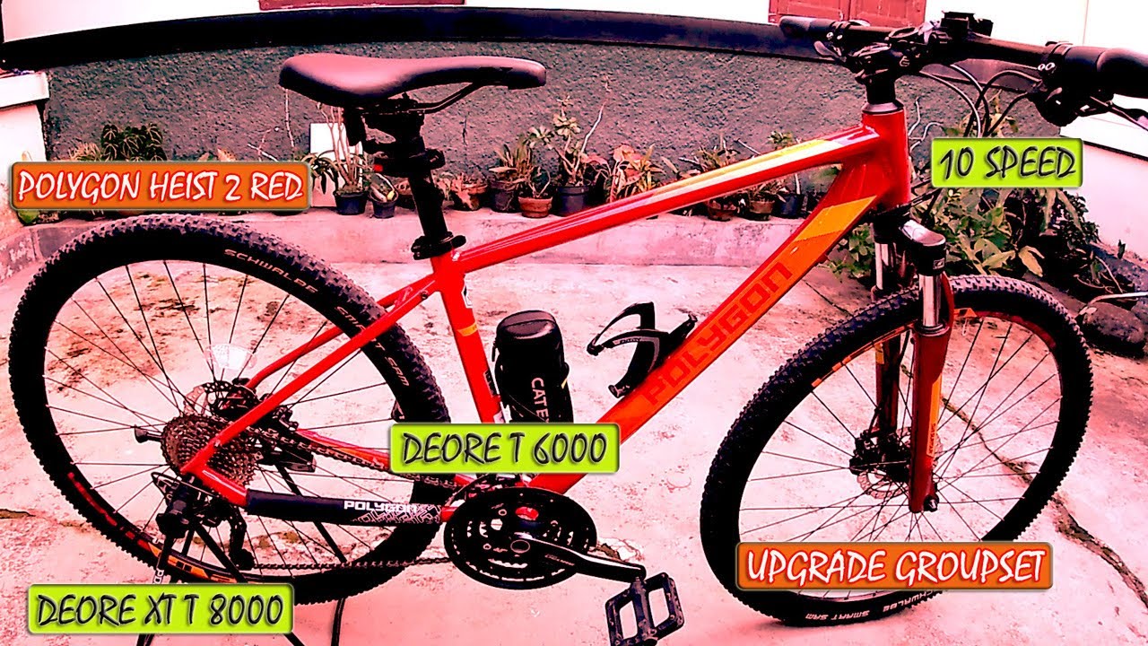 polygon heist 2 red 2018 upgrade groupset deore 10 speed t6000 & deore xt t8000