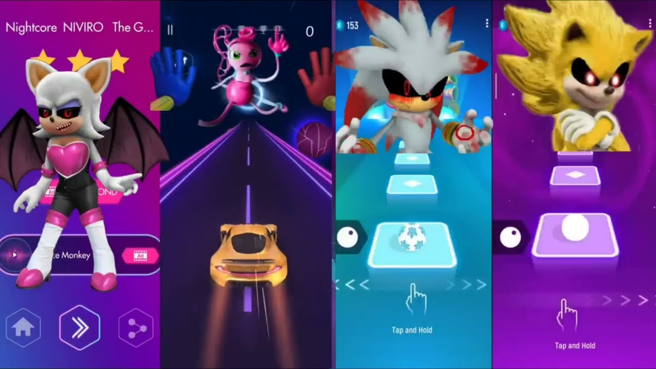 Rouge Exe Vs Mommy long legs Vs Silver sonic Exe Vs Super Sonic Exe / Top Music Games